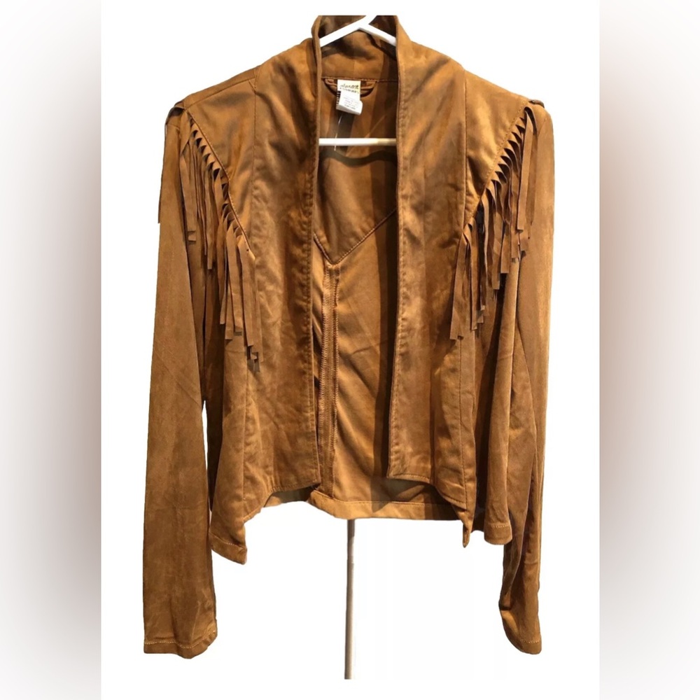 Almost Famous Tan Suede Feel Fringe Jacket Size M NWT